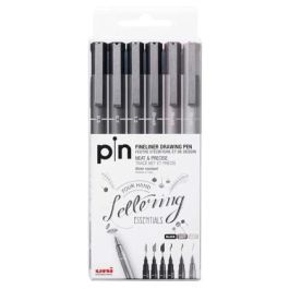 Uni-Ball Rotulador Calibrado PIN-200S-6P Surtido Gris y Negro, Estuche 6 Unidades con puntas 0.1 mm y 0.5 mm Precio: 7.49999987. SKU: S8419072