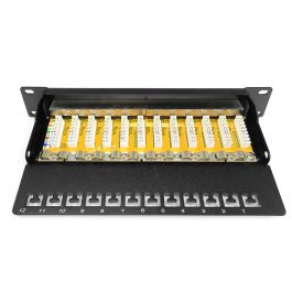 Digitus Patch Panel 1U 12 Puertos Cat6 Clase E Apantallado RJ-45 Negro para Montaje en Rack