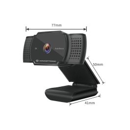 Conceptronic Webcam Amdis02B 2K Super HD 5MP USB con Micrófono Integrado y Cubierta de Privacidad Negro