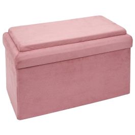 Home Deco Kids Banco-Puf Plegable Lego Rosa, Compatible con Piezas Lego, Madera MDF, 52x27x30 cm