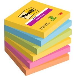 Post-it Bloc de notas adhesivas Super Sticky 76x76 mm con 90 hojas, Pack de 6, Colores Surtidos Precio: 12.50000059. SKU: B1KEN5R29Y