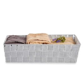 Kipit Cesta Tela Rectangular Blanca 34 x 21 x 8.5 cm sin Asas Poliester 3.8 l (Set de 18)