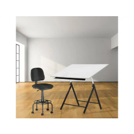 Rocada Taburete con Respaldo Regulable Ignífugo Negro Tela 725mm