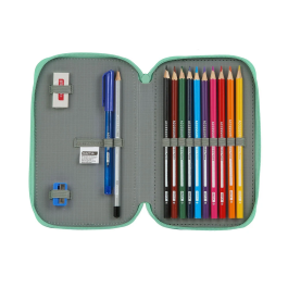 Plumier Doble BlackFit8 M854 Turquesa 12.5 x 19.5 x 4 cm (28 piezas)