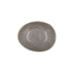 Bidasoa Gio Bol Oval Cerámico Gris 15x12,5x4 cm, 6 Unidades, Relieves Orgánicos y Filo de Color, Apto Lavavajillas y Microondas
