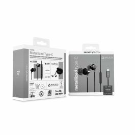 Energy Sistem Auriculares Metallized Type C con Cable, Diseño en Aluminio y Plástico Reciclado, Intrauditivos, Control de 3 Botones, Funda de Transporte