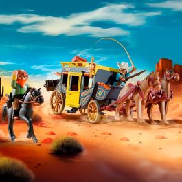Playmobil Diligencia del Salvaje Oeste Western, Juguete de Construcción de Plástico para Niños de 3 Años en Adelante