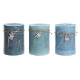 DKD Home Decor Vela Decorativa Básicos Cera Turquesa Verde Azul 3000g 155h Pack 3 Unidades 14.5x20x14.5 cm