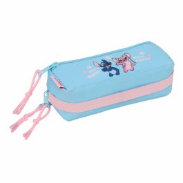 Safta Estuche Escolar Portatodo Triple Stitch "Happy" con Goma Elástica para Lápices 20cm, 22x8,5x6 cm