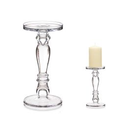 Giftdecor Candelabro de Cristal Anillo Transparente M 28 cm. Ideal para decoración del hogar y eventos especiales. (6 Unidades)
