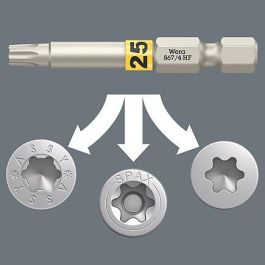 Wera 05056470001 Bit-Check 6 Wood TORX HF Juego de Puntas Torx Plus TX20, TX25, TX30, TX40 con Funda de Transporte