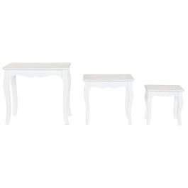 Mesita Auxiliar Romantico DKD Home Decor Gris Claro Blanco 35 x 47 x 53 cm Set de 3 Mesita Auxiliar Romantico DKD Home Decor Gris Claro Blanco 35 x 47 x 53 cm Set de 3