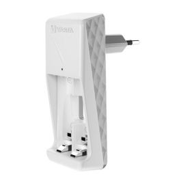 Varta Cargador de Pilas 2 AA/AAA Mini con 2xAAA 800 mAh, Carga Lenta y Seguridad Integral, Blanco