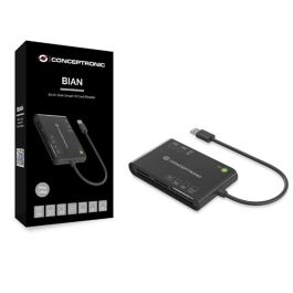 Conceptronic Lector de Tarjetas Externo USB 3.2 Gen 1 Negro Compatible con SD, microSD, MMC, MS Micro