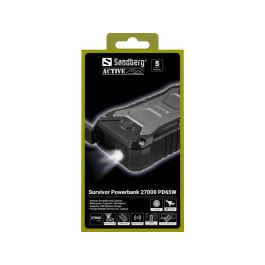 Sandberg Survivor Powerbank 27000 PD65W IP66 Resistente Agua/Golpes/Polvo, Batería Externa Carga Rápida 65W Portátil y 18W Móvil QC
