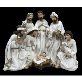 DKD Home Decor Nacimiento Navidad Tradicional Resina Blanco Multicolor 23 x 19.5 x 12.5 cm (2 Unidades) Precio: 57.49999981. SKU: B1GRCYGCB9