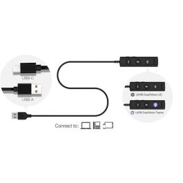 Yealink UH36 Mono Teams Headset USB-A/C y Jack 3.5mm, Micrófono Cancelación Ruido, Audio HD, Comodidad Superior para UC y Oficina.
