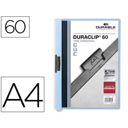 Durable Carpeta Duraclip Dossier con Pinza Lateral, Azul, Capacidad 60 Hojas, Formato DIN A4 Precio: 1.88999943. SKU: B17P72575A