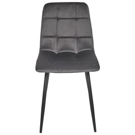 Home Deco Factory Silla Mateo Gris Colección Essentiel Estructura Madera Patas Hierro Tapizado Poliéster PU Altura Asiento 48cm Medidas 45x52cm H88cm
