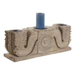 DKD Home Decor Portavela Natural Madera Tallada Pieza Única 13 x 18 x 62 cm
