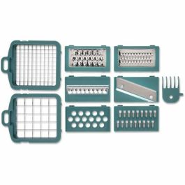 Livoo MEN435 Mandolina multifunción de cocina, 8 cuchillas de acero inoxidable, bandeja recolectora de 1,5 L para corte seguro