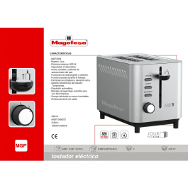 Magefesa Tostador Jour MGF3334 Doble Boca 820W Acero Inoxidable con Bandeja Recogemigas