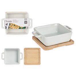 Vessia Bandeja Cuadrada con Base de Bambú y Cerámica Blanca/Natural 17.5 x 13 x 6 cm (Set de 24) Precio: 146.7900005. SKU: B1G6FK9D3Q