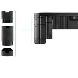 TooQ TQMMPD02 Soporte Ergonómico para Monitor/Portátil con Cajón, MDF/Plástico Negro, Regulable Altura, hasta 20kg