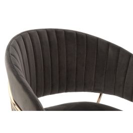 DKD Home Decor Silla Chic Gris Oscuro y Dorado de Poliester y Metal Desmontable 53x73x58 cm Altura Asiento 45 cm (2 Unidades)