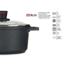 Kinvara Cacerola al Fundido 24 cm, Aluminio Fundido, Apta para Inducción, Vitrocerámica, Gas y Eléctrica (6 Unidades)