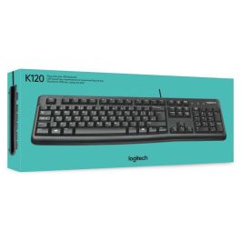 Logitech K120 Teclado USB AZERTY Negro con Teclas de Perfil Bajo, Diseño Resistente a Derrames y Escritura Silenciosa
