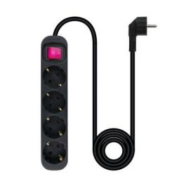 Nanocable 10.37.0004-BK Regleta de Enchufes con Interruptor, 4 Tomas con Tierra, Cable 1.4m, Protección Infantil, 3680W, Negro