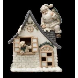 DKD Home Decor Figura de Navidad Tradicional de Resina con Luces LED Multicolor, 8x18.5x16 cm (Paquete de 2, Incluye Pilas)