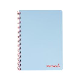 Cuaderno Espiral Liderpapel A5 Micro Wonder Tapa Plastico 120H 90 gr Cuadro 5 mm 5 Bandas 6 Taladros Color Celeste