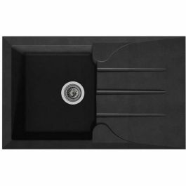 Stradour Aloa Fregadero de Cocina Empotrado, 1 Tazón + Escurridor, Resina Negro, 81x50 cm, Reversible, Desagüe Ø90mm Precio: 113.69000038. SKU: B1JQLKFB5J