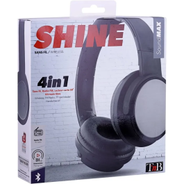 TNB Shine 3 Auriculares Inalámbricos Bluetooth, 4 en 1: Con Cable, Lector SD, Radio FM, Batería 8h, Negro - TNB3303170108031
