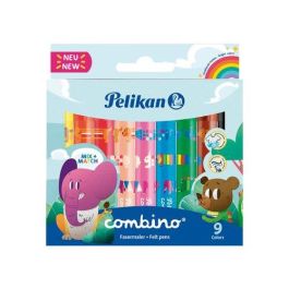 Rotulador Fibra Pelikan Jumbo Combino (Dos Anchos De Trazo) Estuche De 9 (Set de 10) Precio: 59.50000034. SKU: B1CX96R33S