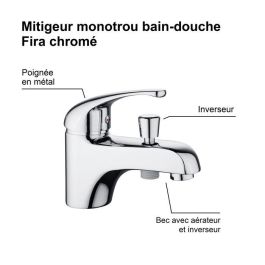 Edouard Rousseau ROU3047404062347 Mezclador de ducha de baño cromado de un orificio FIRA