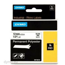 Cinta Laminada para Rotuladoras Rhino Dymo ID1-12 12 x 5,5 mm Negro Blanco Autoadhesivas (5 Unidades)