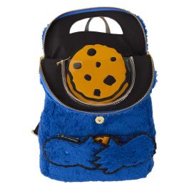 Loungefly Mochila peluche Cookie Monster Barrio Sésamo con monedero, felpa y cuero vegano, 22x11x26cm