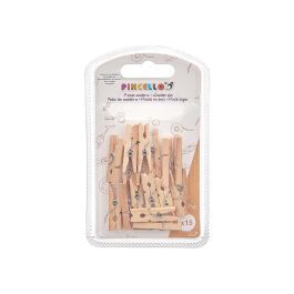 Set 15 Pinzas de Madera Natural Pincello 7.5x12.5x2 cm (24 Unidades) Set 15 Pinzas de Madera Natural Pincello 7.5x12.5x2 cm (24 Unidades)