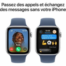 Apple Watch SE GPS + Cellular 44 mm, Caja de aluminio plateada, Correa deportiva de mezclilla M/L