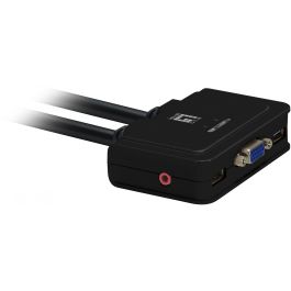 Level One KVM Switch de 2 puertos USB VGA con Audio y Soporte 2048x1536, color Negro