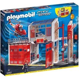 Playmobil 9462 Parque de Bomberos con barra deslizante, alarma de incendios, helicóptero con helipuerto y 2 garajes para vehículos, juego para niños +4 años Precio: 102.50000024. SKU: S7122955