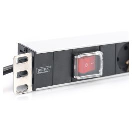 Digitus Regleta de enchufes 7 tomas con interruptor, perfil de aluminio, cable de 2m, color negro