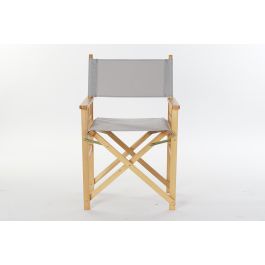 DKD Home Decor Silla Director Plegable para Terraza Jardín de Pino y Poliéster Gris Natural 48x56x87 cm Altura Asiento 47cm, 100kg