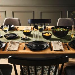 Luminarc Pampille Negro Ensaladera de Vidrio con Relieve Negro 24 cm Vidrio Templado Extra Resistente