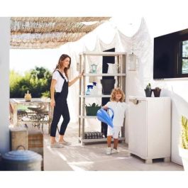 Plastiken Armario bajo SPACESAVER 90 de resina, 2 puertas y estantes, 90x45x100 cm, uso interior/exterior, fácil montaje, color beige