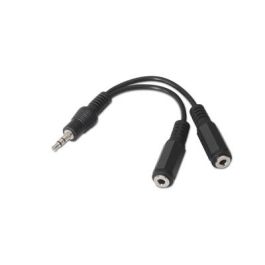 Cable Estéreo Nanocable 10.24.1200/ Jack 3.5 Macho - 2x Jack 3.5 Hembra/ 15cm/ Negro