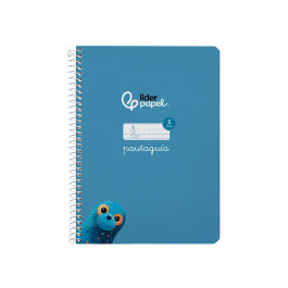 Liderpapel Cuaderno espiral A5 Pautaguía Tapa Dura 80 Hojas 90 gr Cuadro Pautado 5mm Color Azul